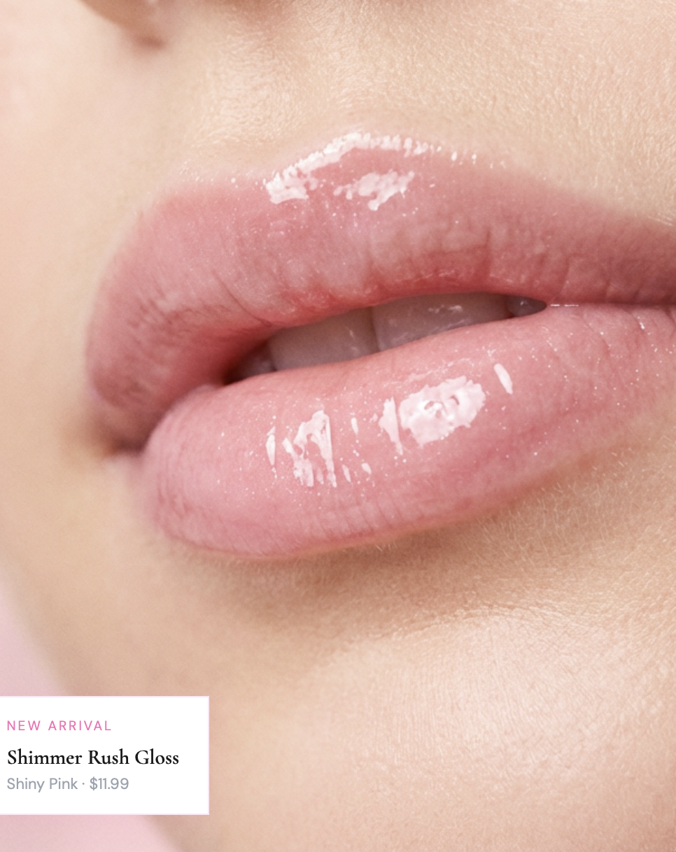 Glossy pink lips with lip gloss